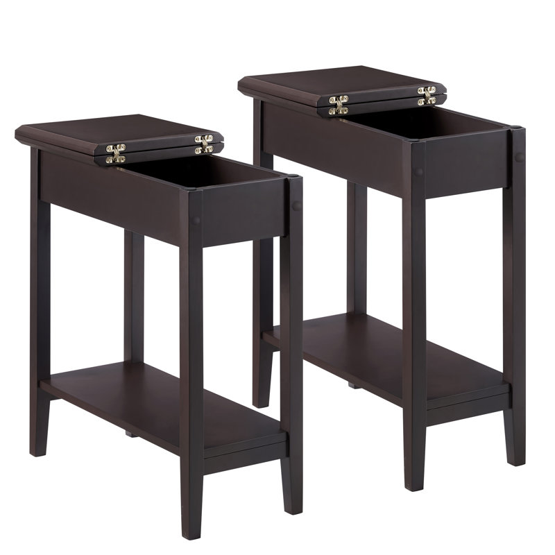 Winston Porter Jonica Narrow End Table with Storage, Flip Top Narrow